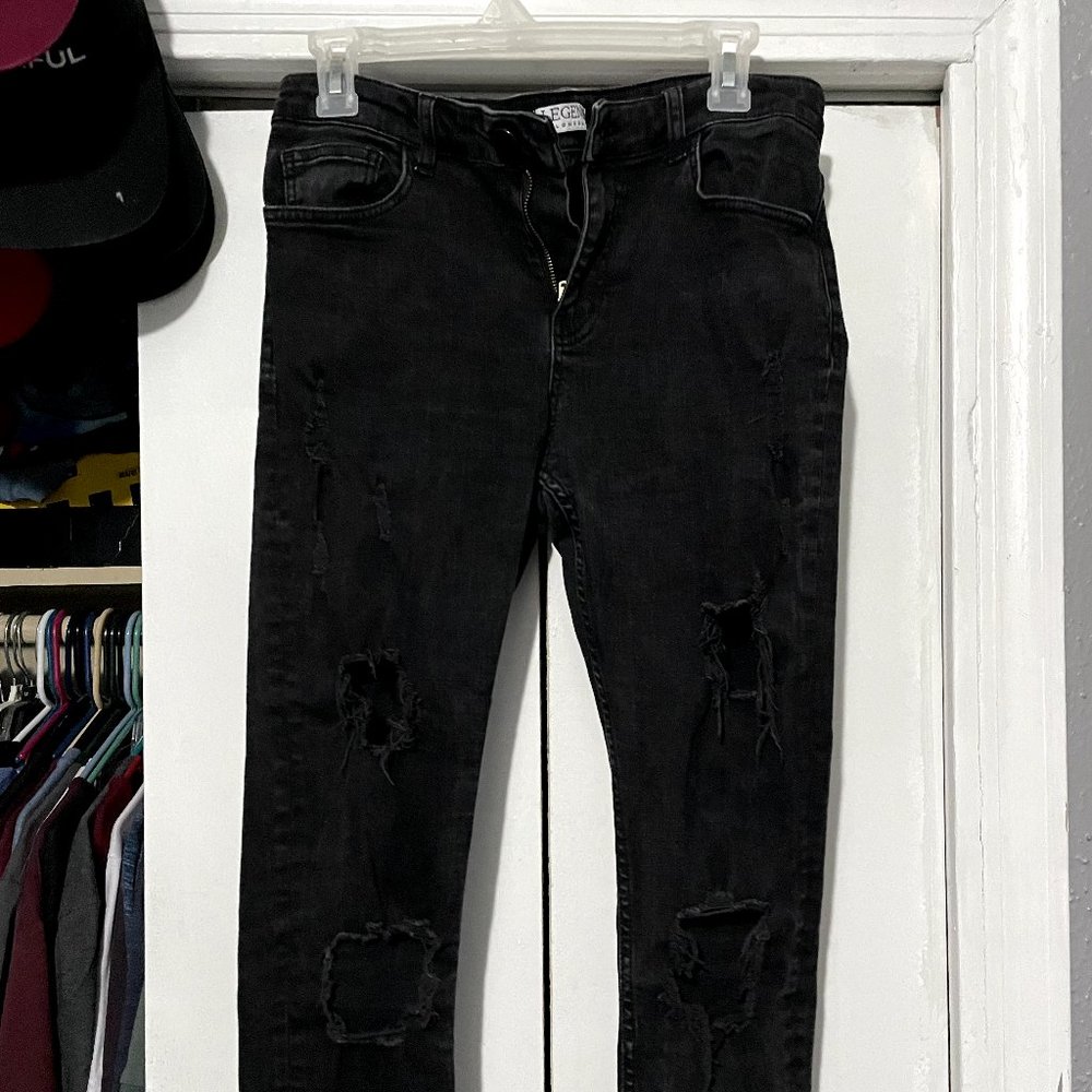 Legend London Black Jeans - Ripped Style - Size 32 Short - M
